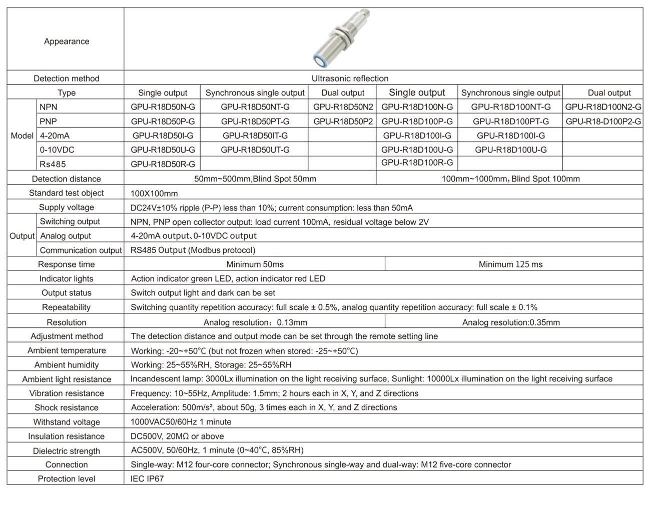 ultrasonic sensor specification-1 ultrasonic sensor specification-1